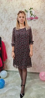 Rochie de ocazie cu imprimeu deosebit si fir lurex