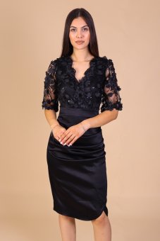 Rochie neagra eleganta din satin