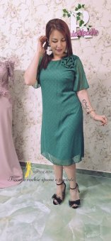 Rochie verde din voal cu picatele si fir lurex