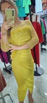 Rochie verde-lime cu fulgi si strasuri