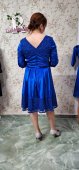 Rochie albastra din catifea si bordura din model paietat
