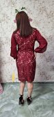 Rochie bordo din dantela cu maneci despicate si dublura bej