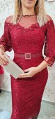 Rochie bordo din dantela si tull la bust
