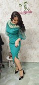 Rochie verde cu dantela si crapatura pe picior ●36