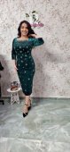 Rochie verde din catifea cu fulgi la bust si stelute ●38 ●40 ●46