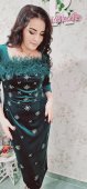 Rochie verde din catifea cu fulgi la bust si stelute ●38 ●40 ●46