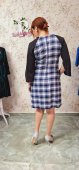 Rochie cu dungi si maneci usor despicate,buzunare si dantela neagra