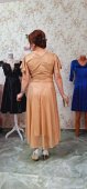 Rochie de ocazie elegantă bej din voal cu sclipici