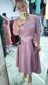 Rochie lila din taftă cu dantela în partea superioară si glitter discret