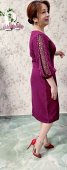 Rochie mov cu maneci din dantela cu strasuri
