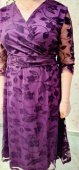 Rochie mov din tull cu model din catifea