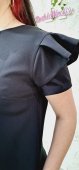 Rochie neagra de zi lejera cu accesoriu si buzunare