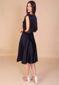 Rochie neagra din taftă premium si maneci din organza.