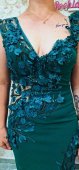 Rochie verde cu flori 3d si paiete