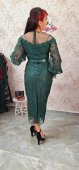 Rochie verde din dantela si paiete discrete